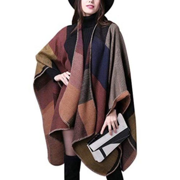 Anthropologie Jackets & Blazers - Autumn Colors Reversible Oversized Blanket Poncho.